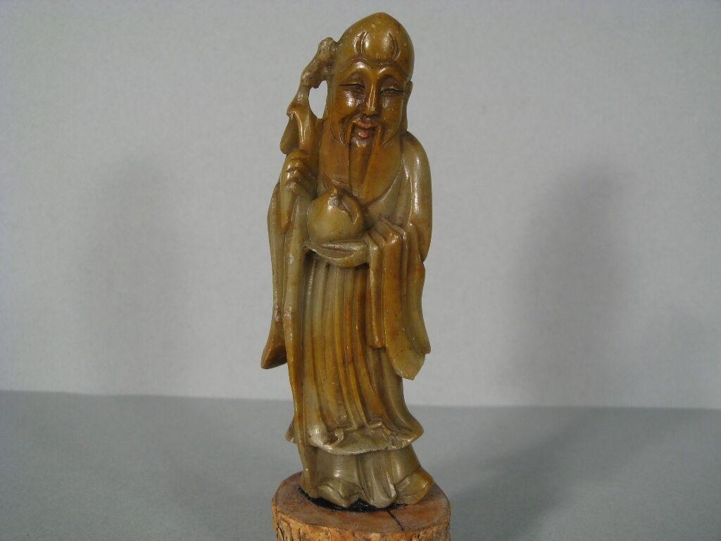 Late 19th/Early 20th Century Chinese Soapstone Sage Figurine -1Y43 2