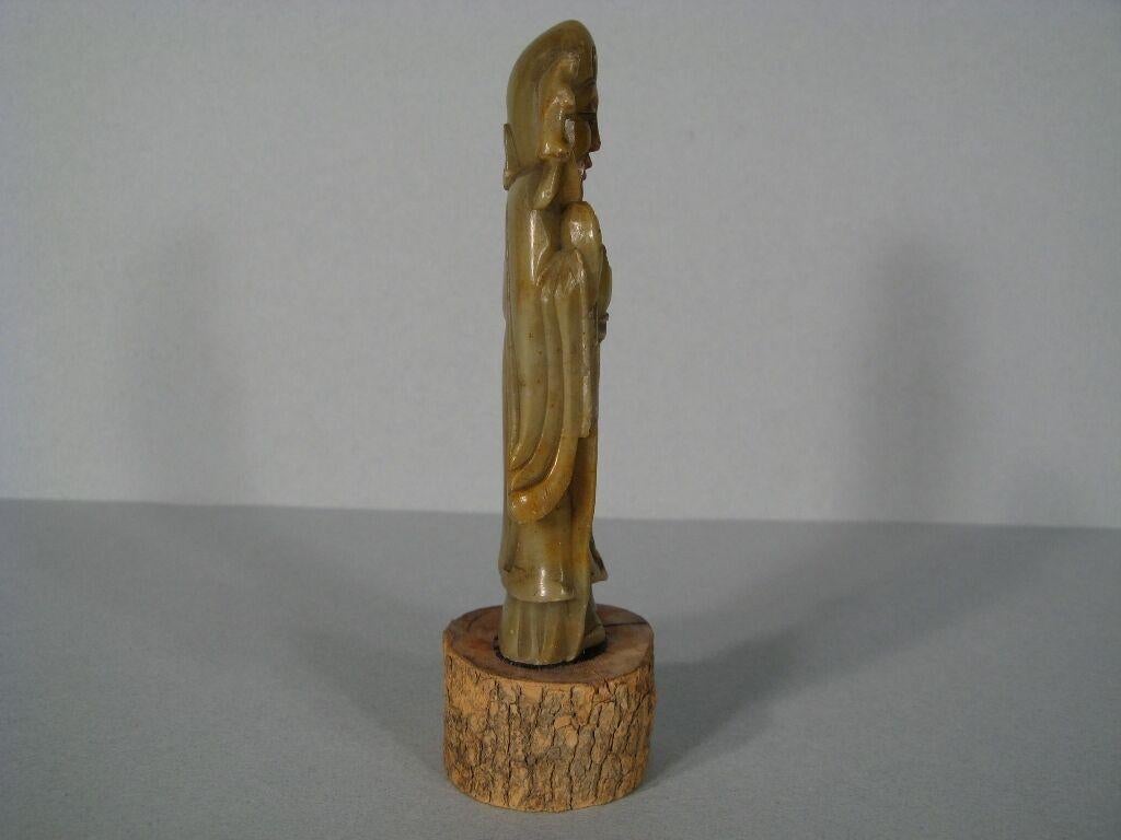 Late 19th/Early 20th Century Chinese Soapstone Sage Figurine -1Y43 3