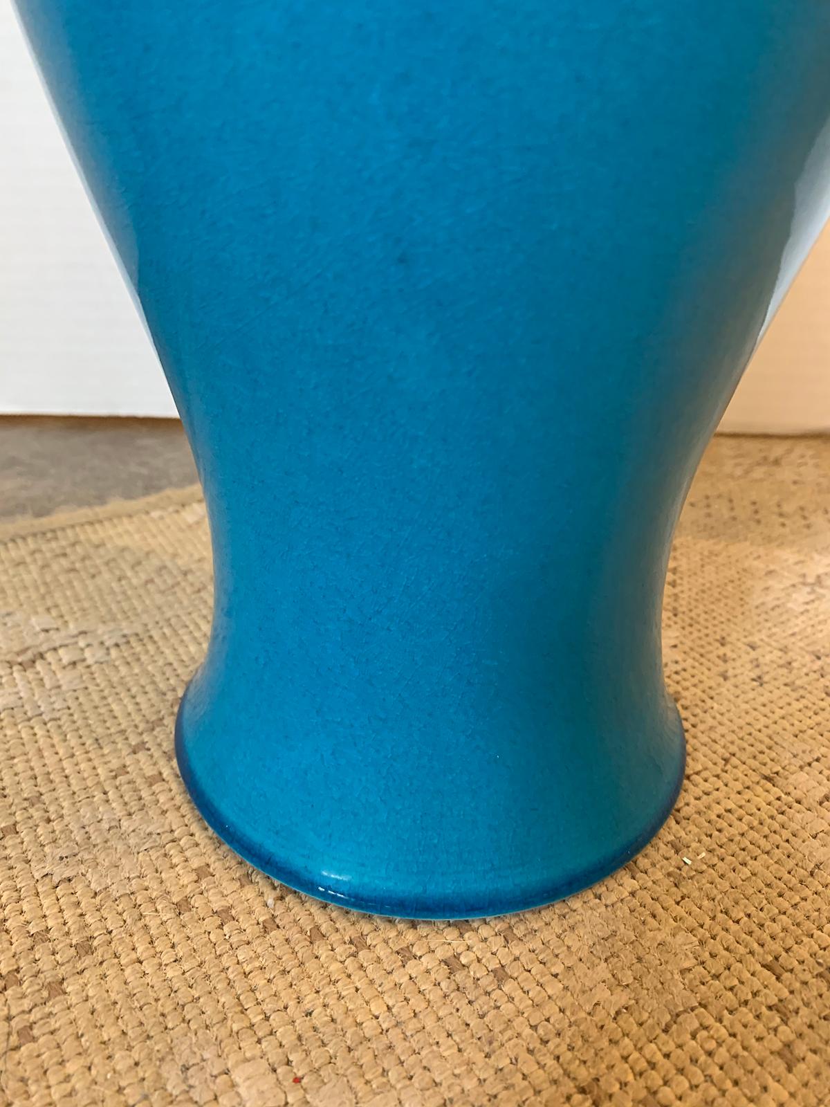Late 19th-Early 20th Century Chinese Turquoise Blue Glazed Baluster Form Vase 5