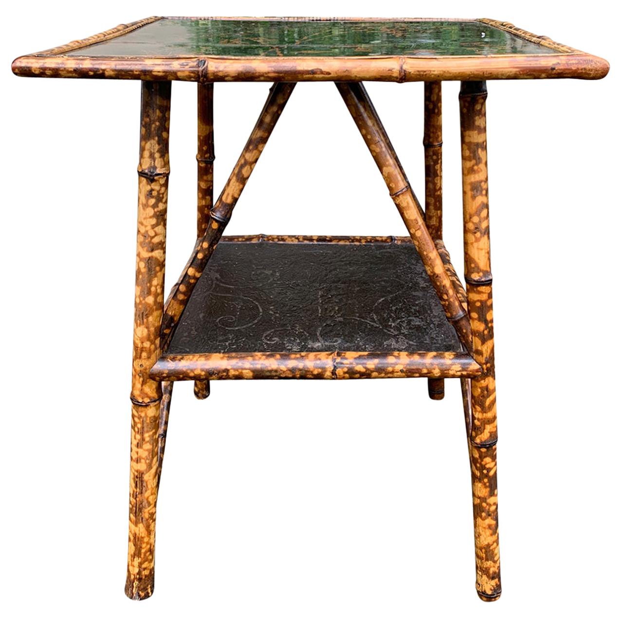 Late 19th-Early 20th Century English Bamboo and Lacquered Chinoiserie Side Table