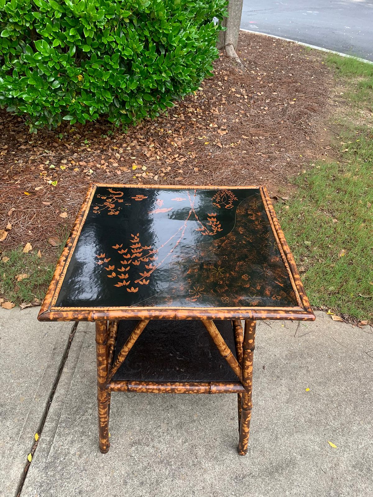 Late 19th-Early 20th Century English Bamboo and Lacquered Chinoiserie Side Table 10