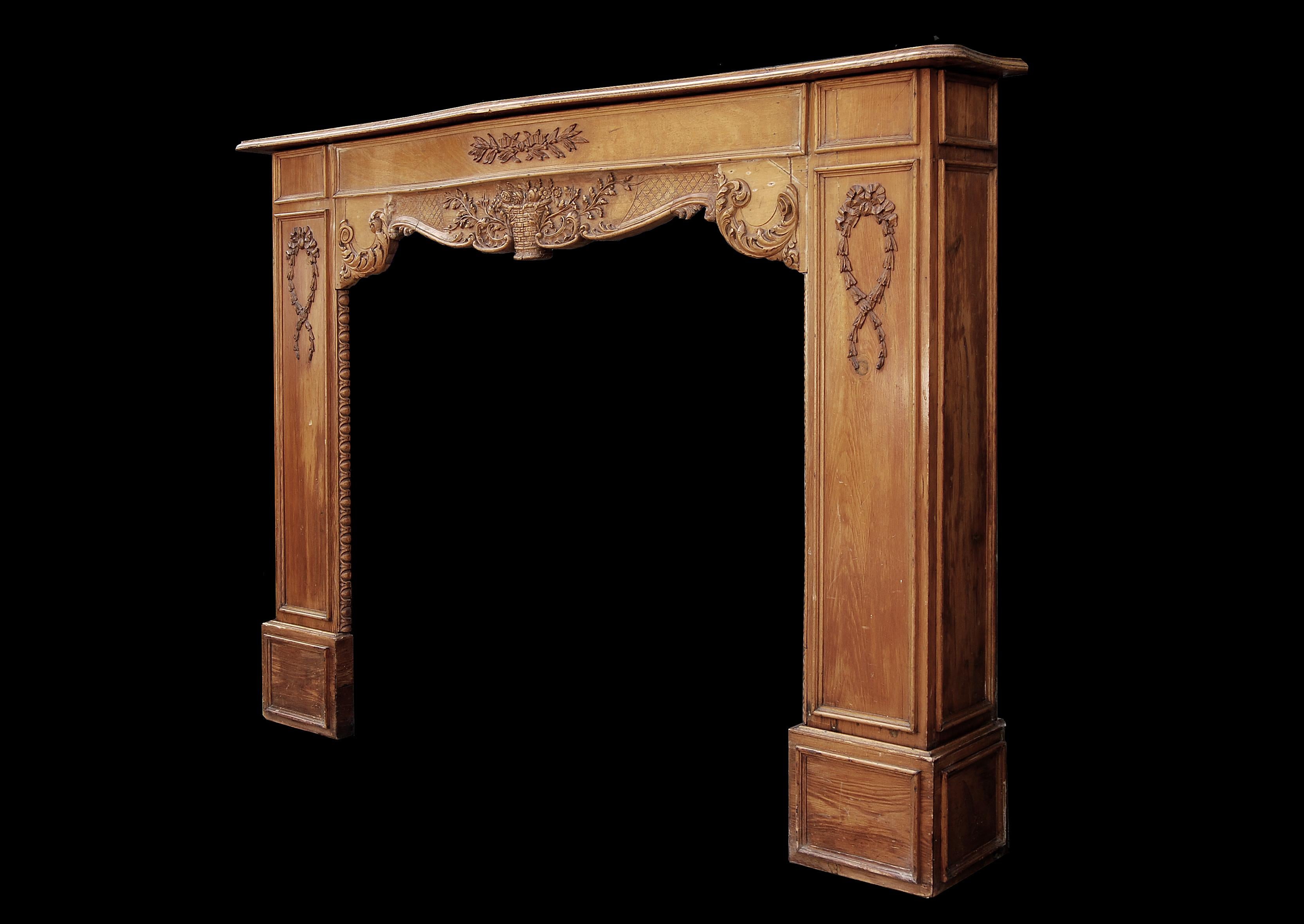 19th Century Late 19th-Early 20th Century English Carved Wood Fireplace For Sale