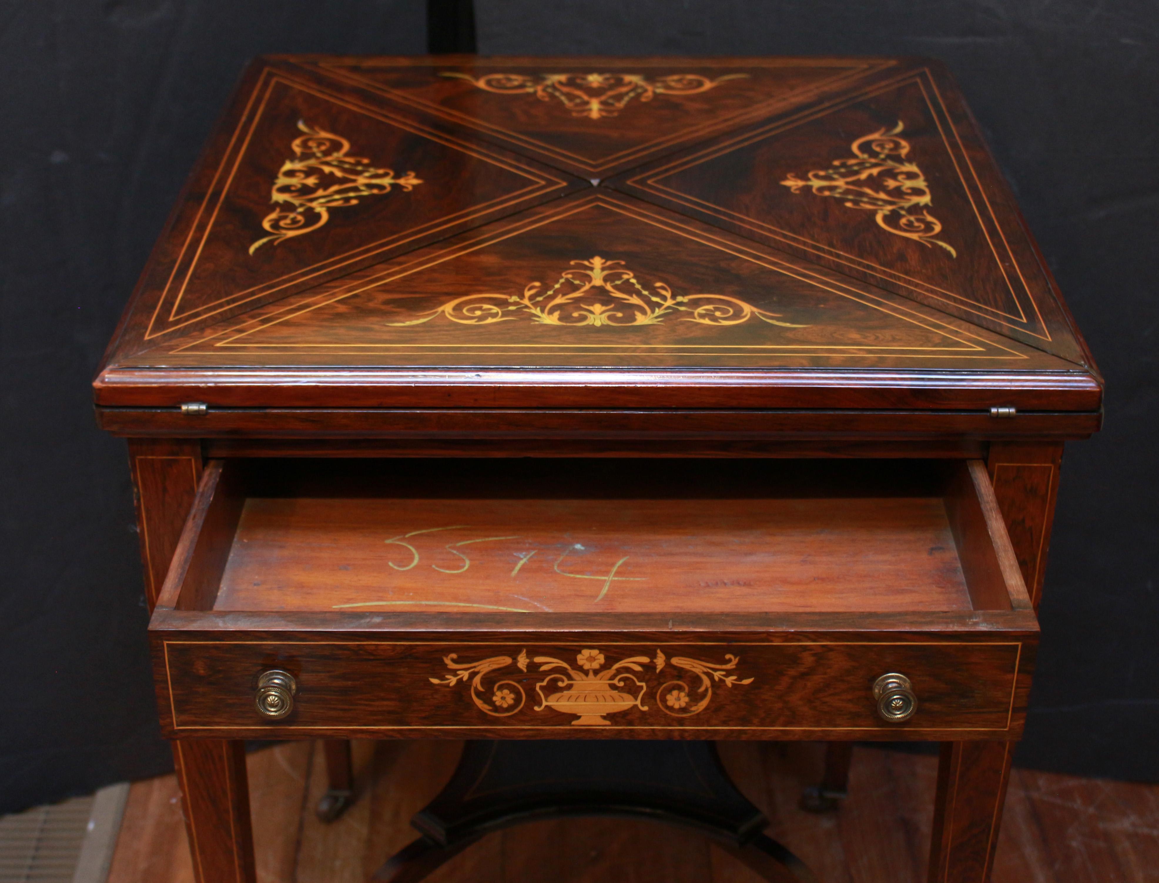 Wood Late 19th-Early 20th Century English Handkerchief Form Games Table For Sale