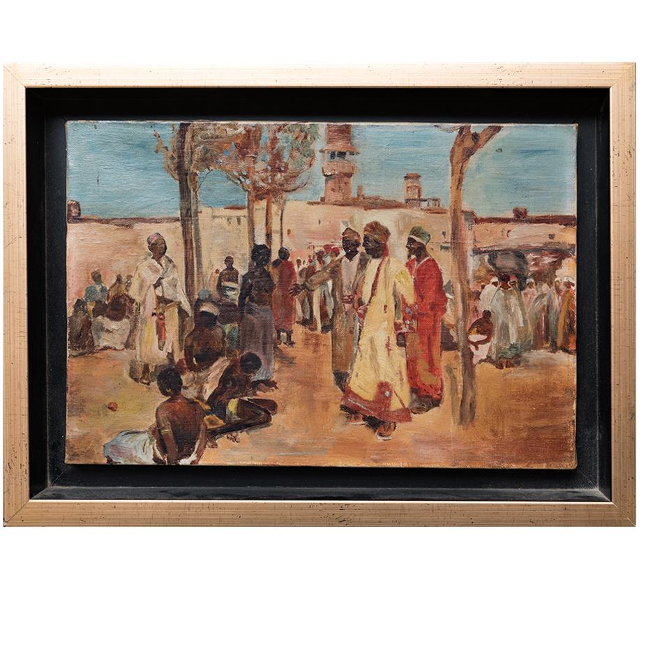 Finales del siglo XIX, principios del XX, Pintura Inglesa Escuela Orientalista Pintado a mano en venta
