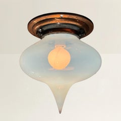 Late 19th/Early 20th Century French Art Nouveau Opaline Flushmount Fixture