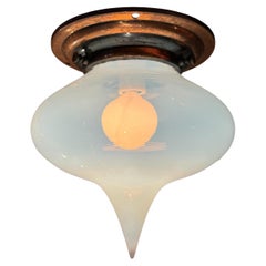 Late 19th/Early 20th Century French Art Nouveau Opaline Flushmount Fixture