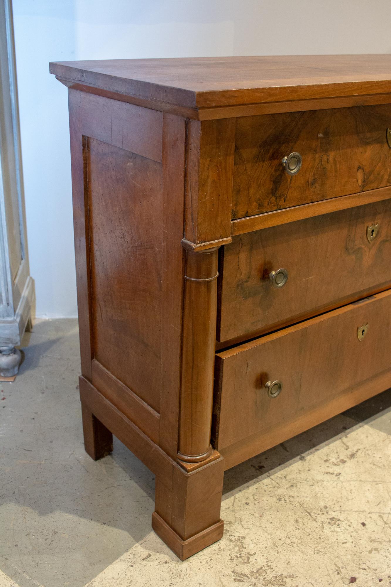 Late 19th-Early 20th Century French Empire Chest of Drawers Found in Belgium (Messing)
