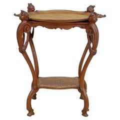 Late 19th/Early 20th Century French Louis XV Carved Oak Tray Top Tea Table 