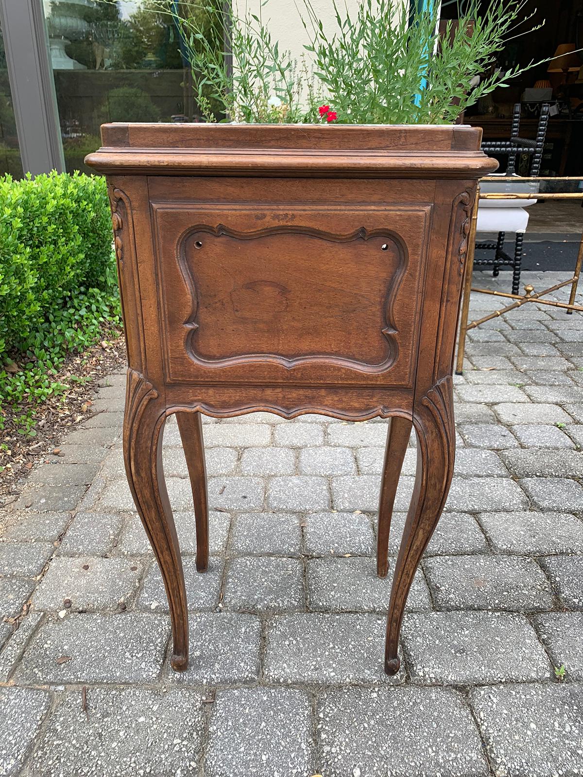 Late 19th-Early 20th Century French Louis XV Style Bedside Table, Inset Marble 10