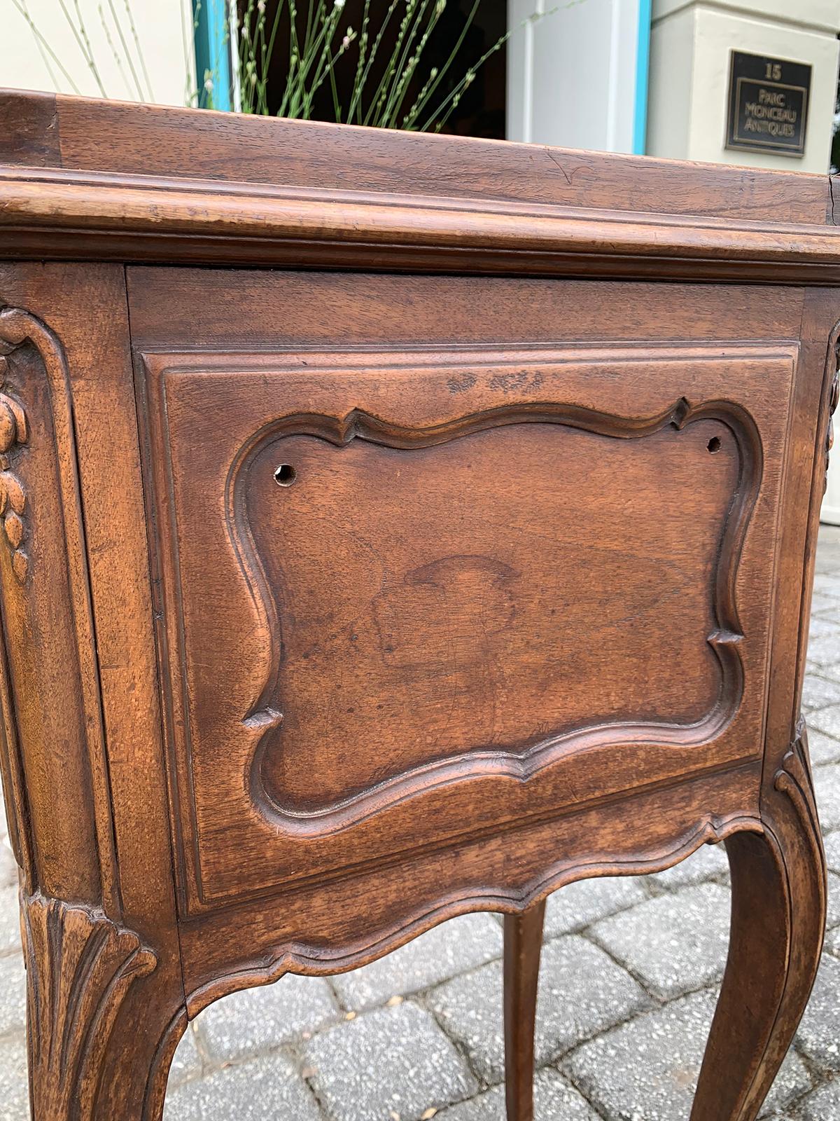 Late 19th-Early 20th Century French Louis XV Style Bedside Table, Inset Marble 11