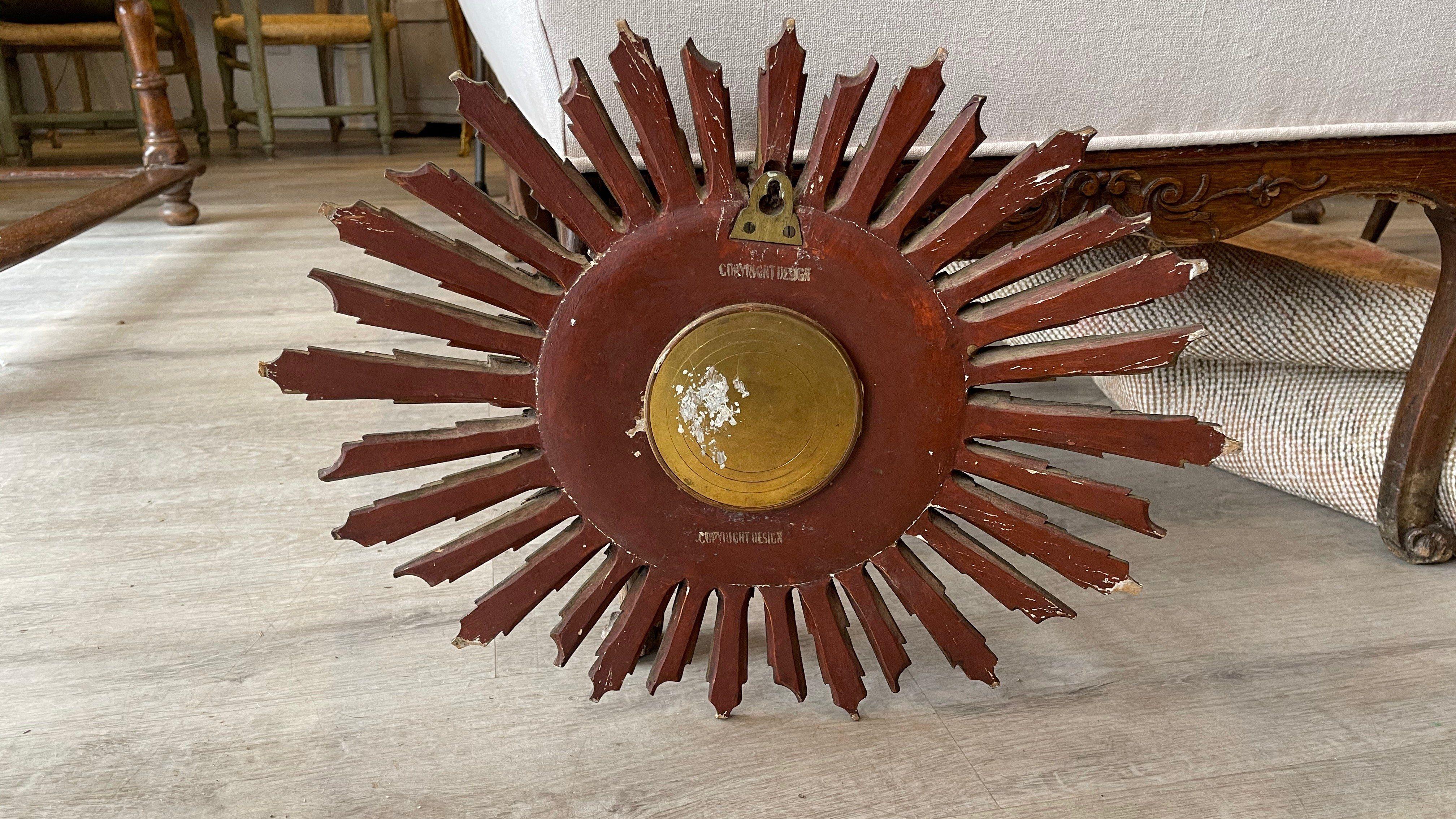 Late 19th-Early 20th Century French Sunburst Clock 1