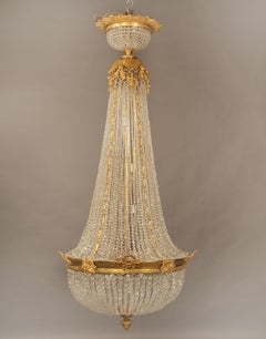 Late 19th/Early 20th Century Gilt Bronze and Beaded Twenty Light Chandelier