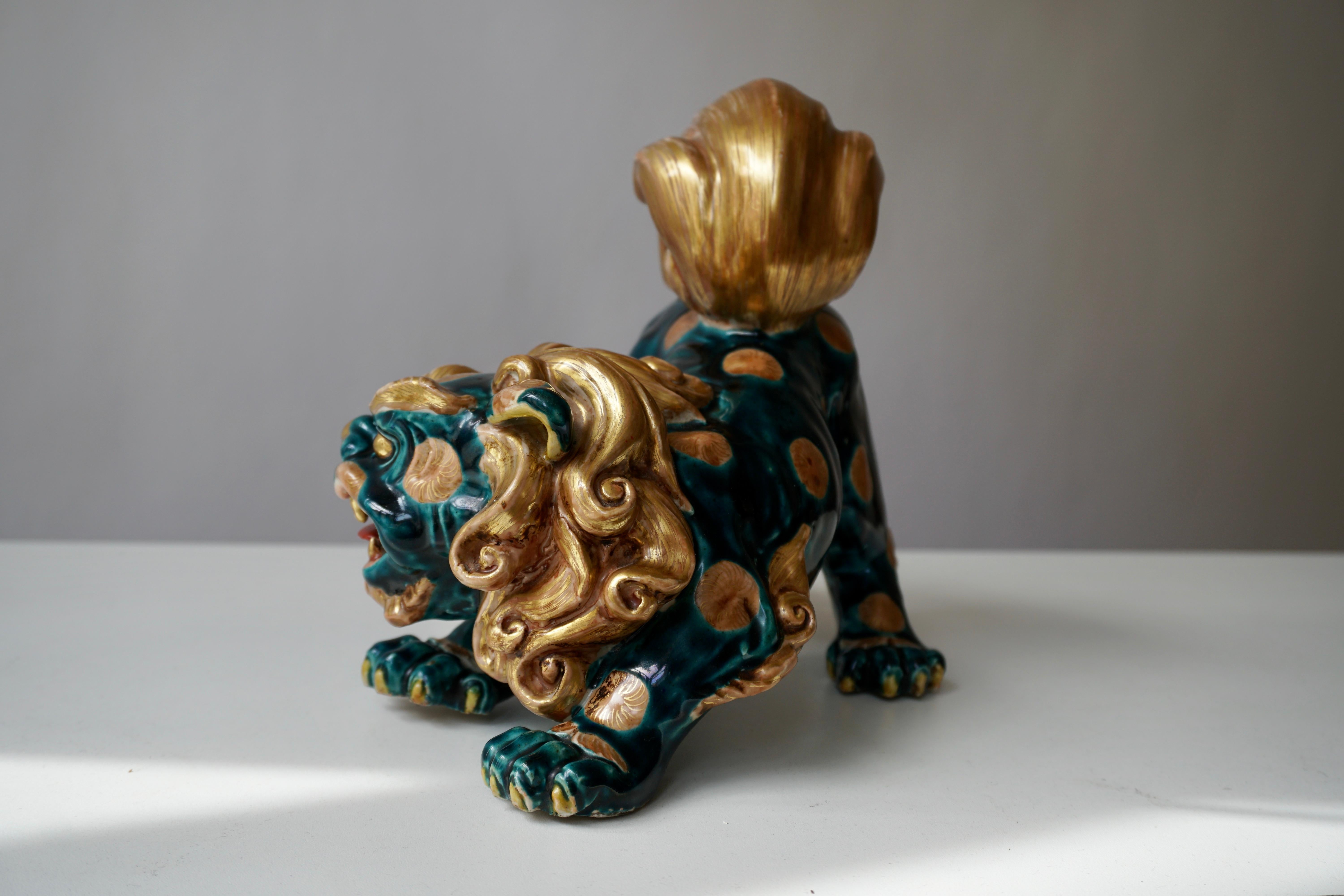 Glazed Porcelain Japanese Lion Foo Dog 1