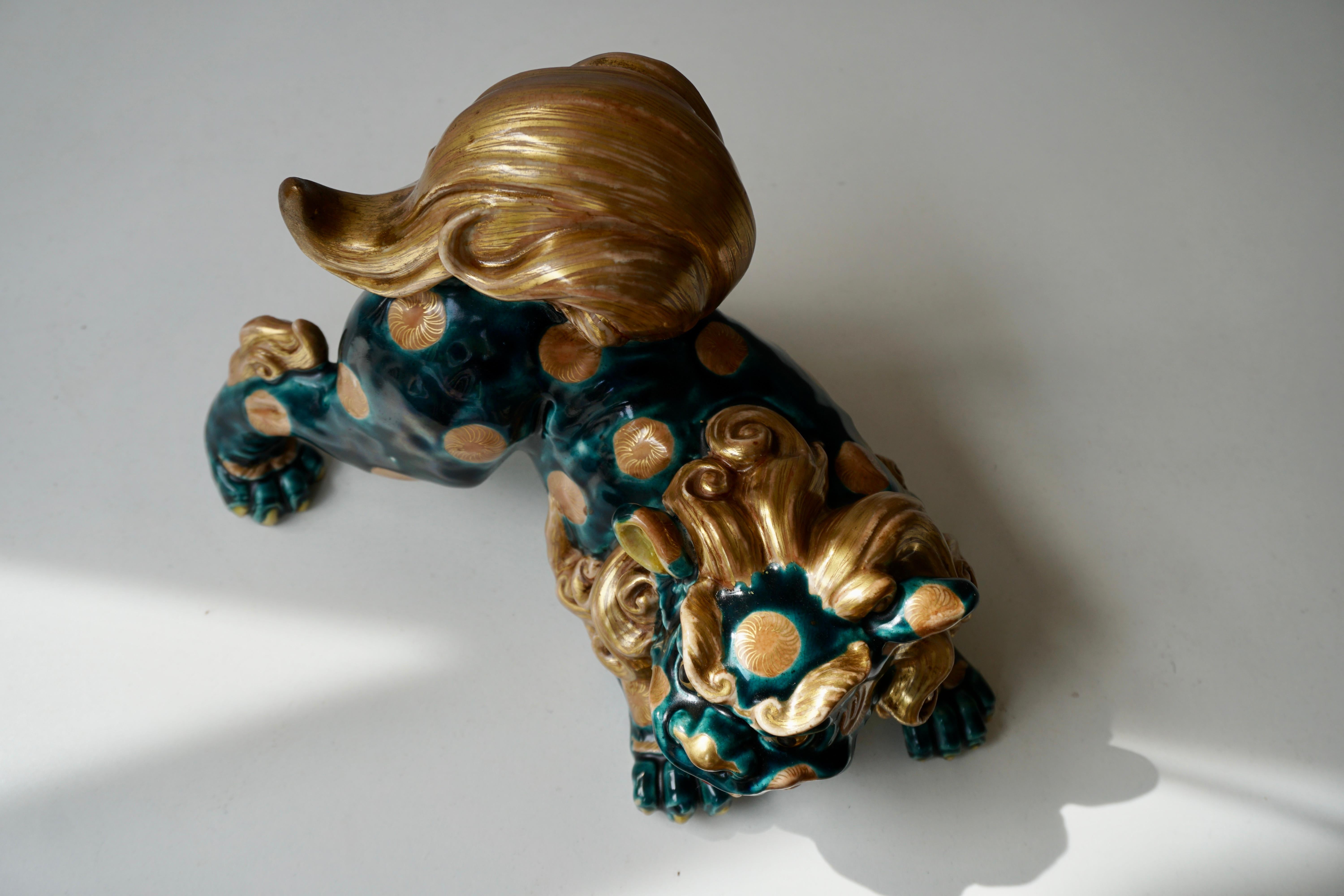 Glazed Porcelain Japanese Lion Foo Dog 3