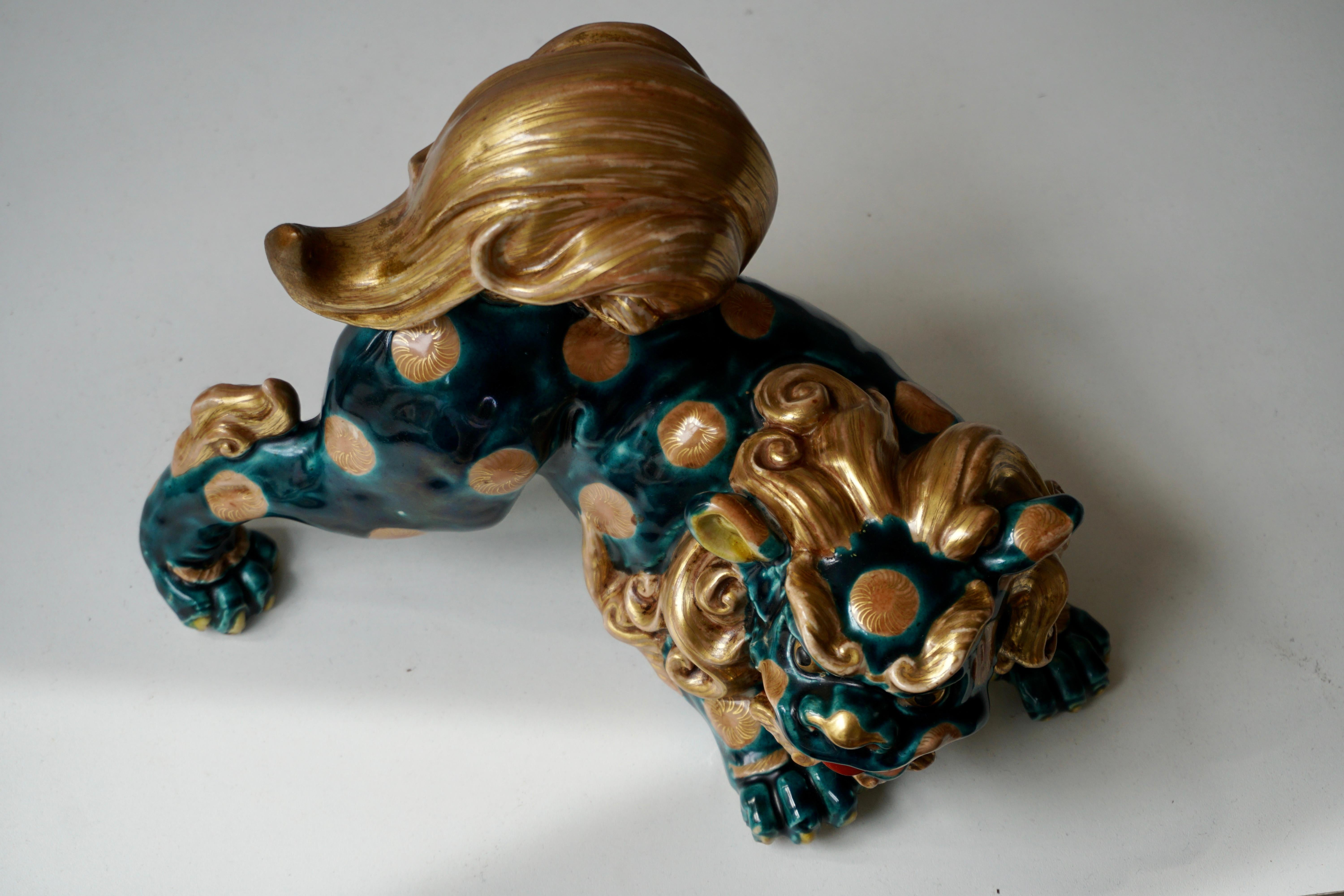 Glazed Porcelain Japanese Lion Foo Dog 5