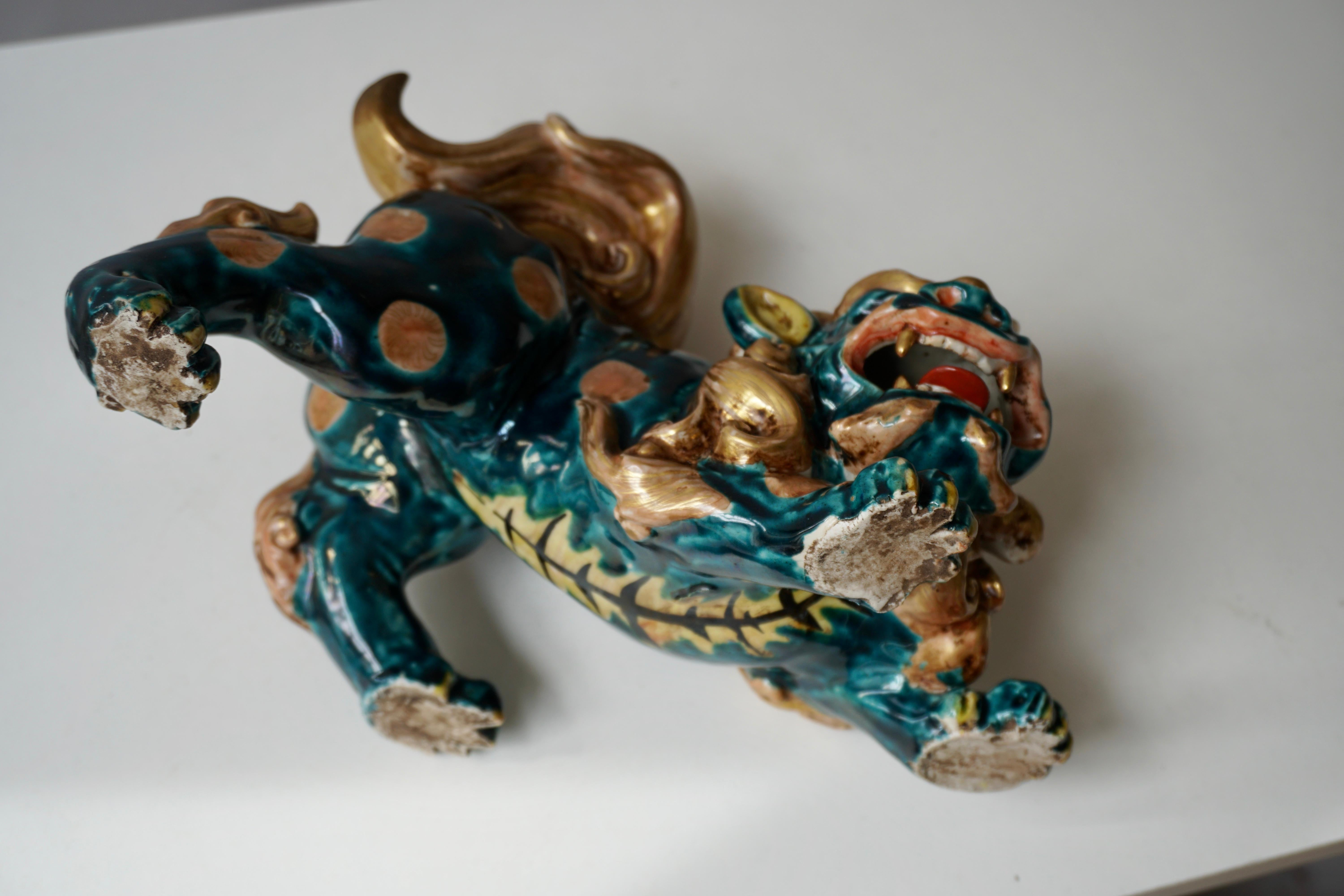 Glazed Porcelain Japanese Lion Foo Dog 6