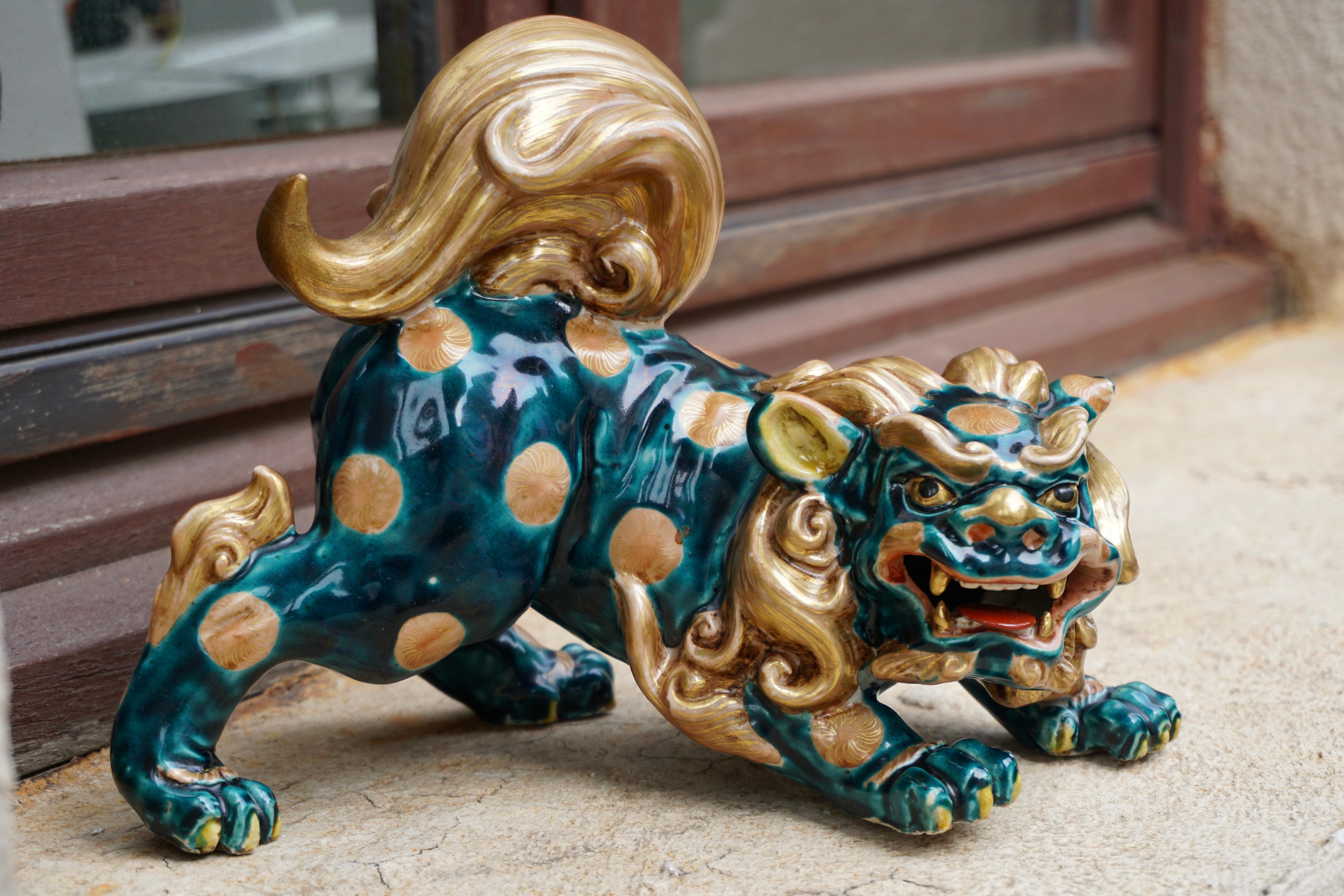 Glazed Porcelain Japanese Lion Foo Dog 11
