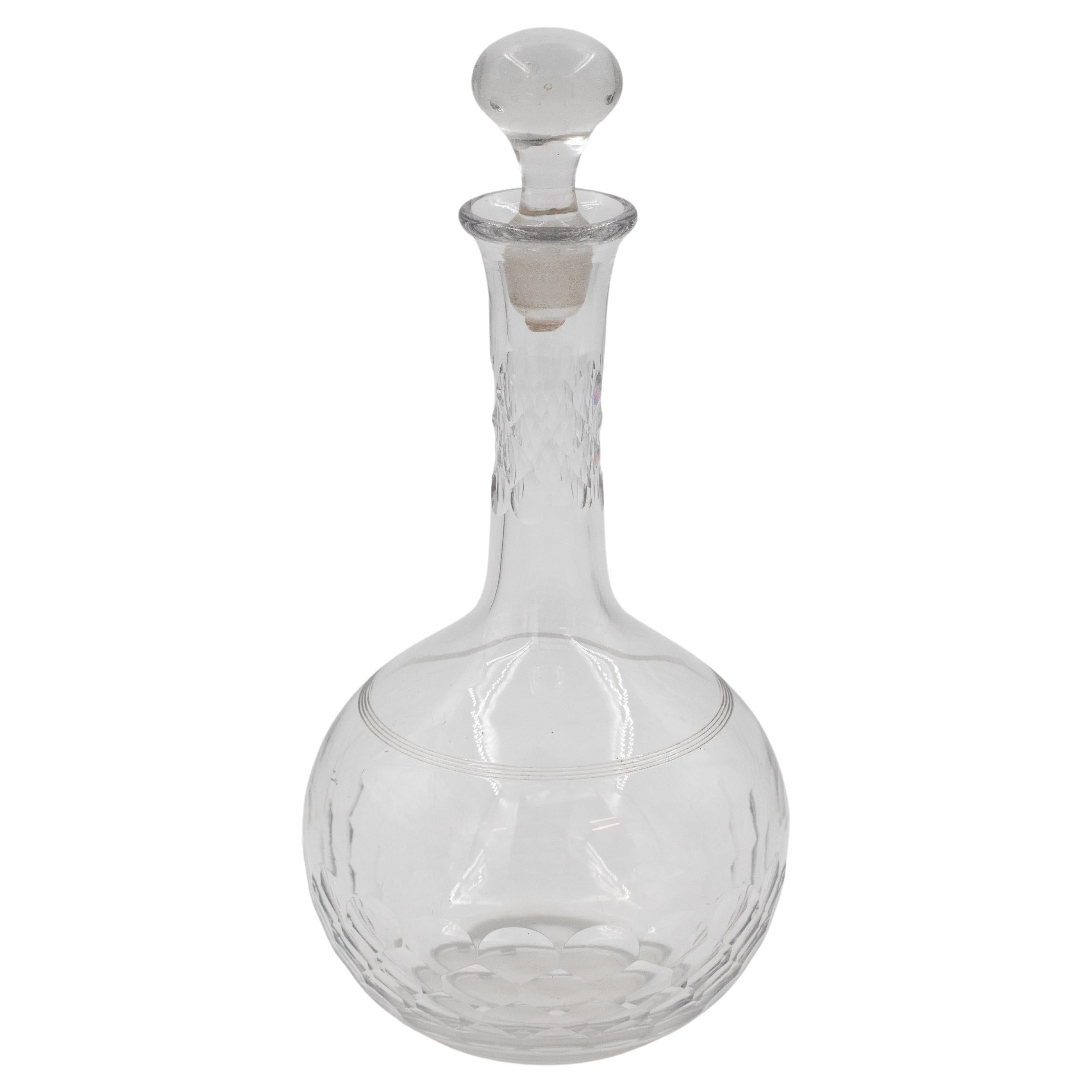 Late 19th–Early 20th Century Hand-Blown Cut-Glass Decanter