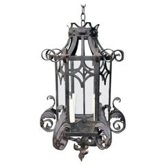 Late 19th-Early 20th Century Iron Lantern with Scroll Detail