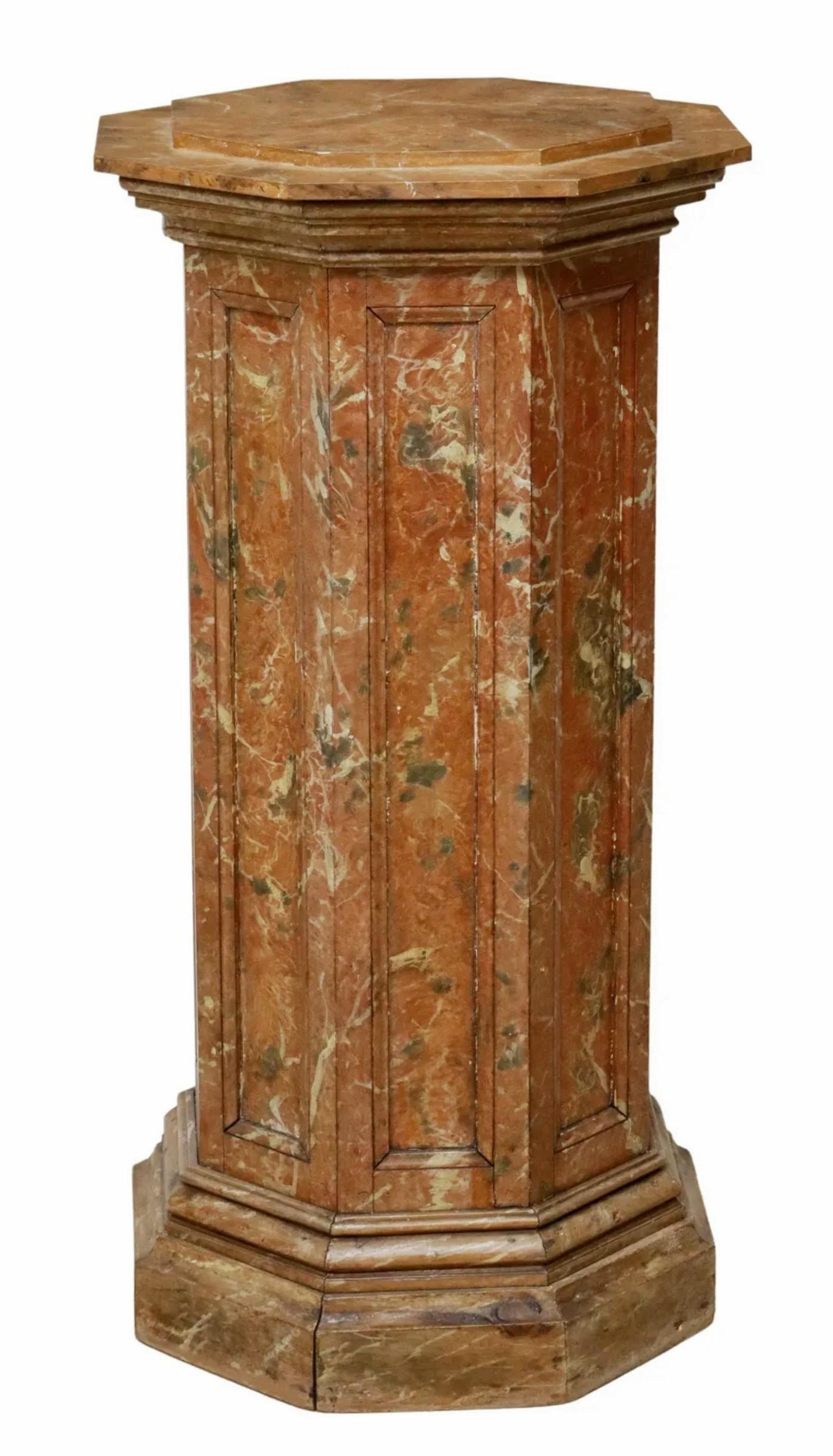 Neoclassical Revival Late 19th/Early 20th Century Italian Neo-classical Marbleized Wood Pedestal