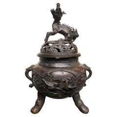 Late 19th/Early 20th Century Japanese Bronze Incense Burner or Cachepot