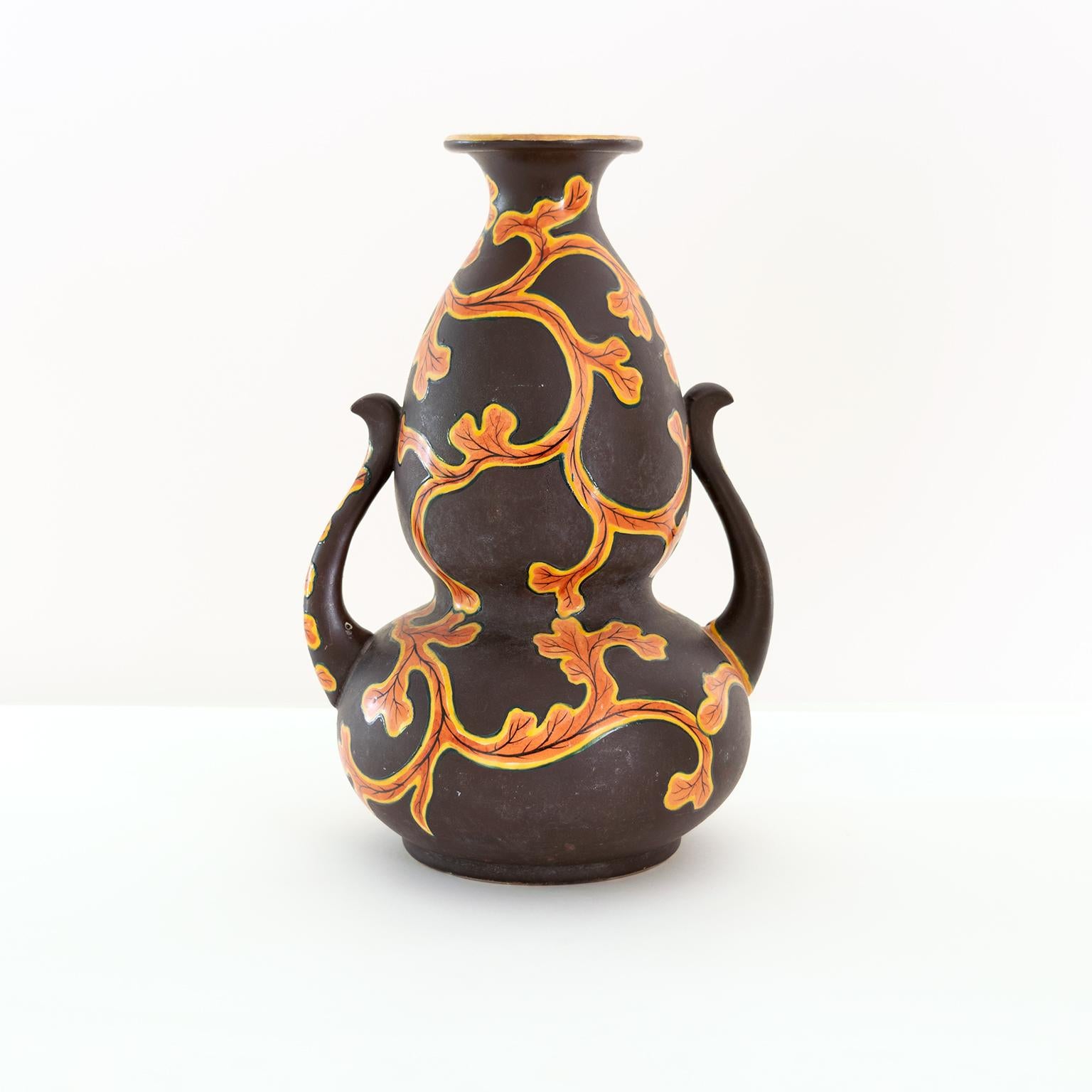 Japanische Meiji Satsuma-Vase in doppelter Kürbisform aus dem späten 19. und frühen 20. Jahrhundert (Handbemalt) im Angebot
