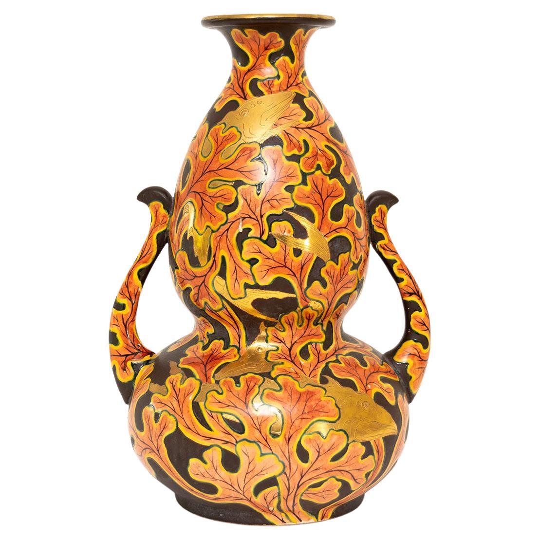 Late 19th Early 20th Century Japanese, Meiji Satsuma Vase Double Gourd Shape For Sale