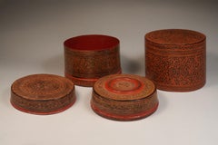 Caja de betel de bambú y laca de finales del siglo XIX, Birmania