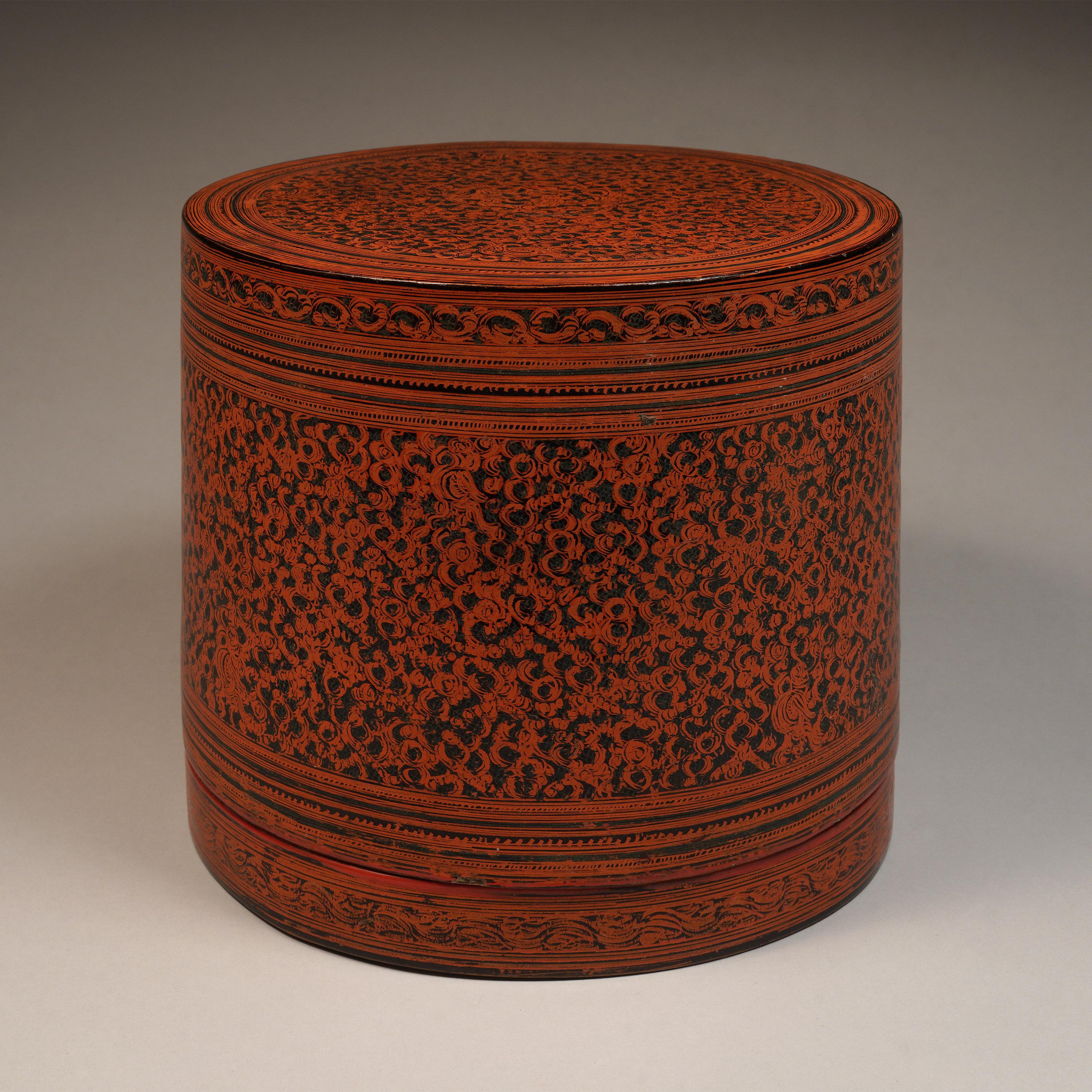 Burmese Late 19th Century Lacquer and Bamboo Betel Box, Burma For Sale