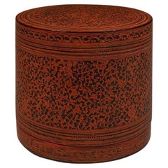 Antique Late 19th Century Lacquer and Bamboo Betel Box, Burma