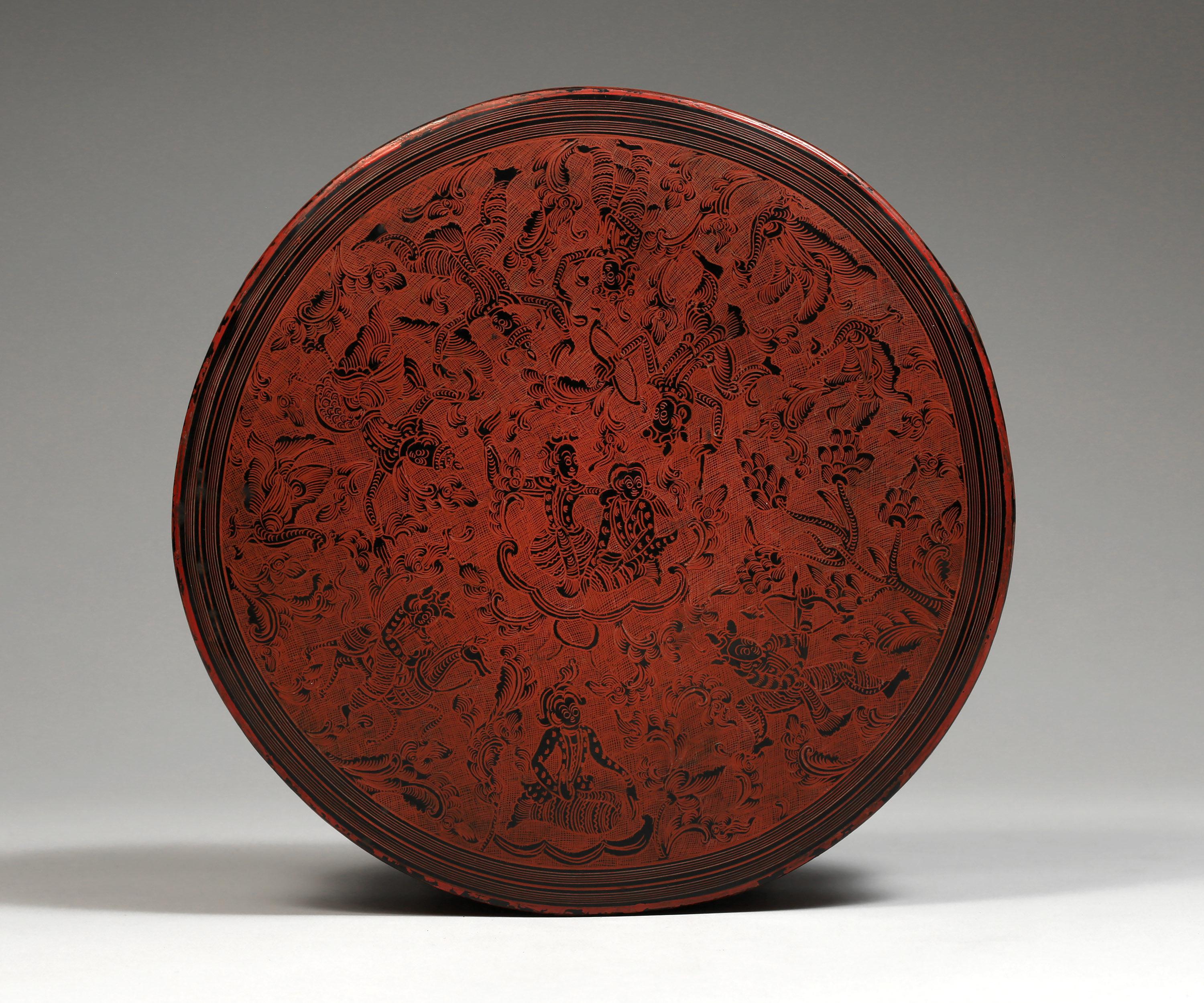 Other Late 19th-Early 20th Century Lacquered Wood Betel Box, Burma