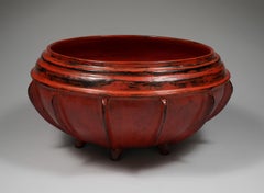 Late 19th/ early 20th Century Large Red Lacquer Offering Bowl, Burma
