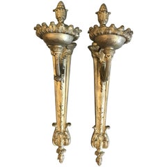 Vintage Late 19th-Early 20th Century Neoclassical Style Gilt Bronze Sconces