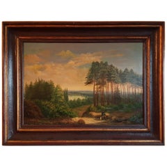 Late 19th-Early 20th Century Oil Painting on Canvas of a Forest Landscape
