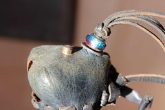 Late 19th/Early 20th Century Pair of Black & Plum Leather Falconry Hoods