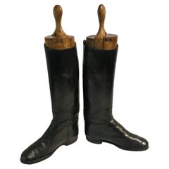 Antique Late 19th-Early 20th Century Pair of English Leather Riding Boots