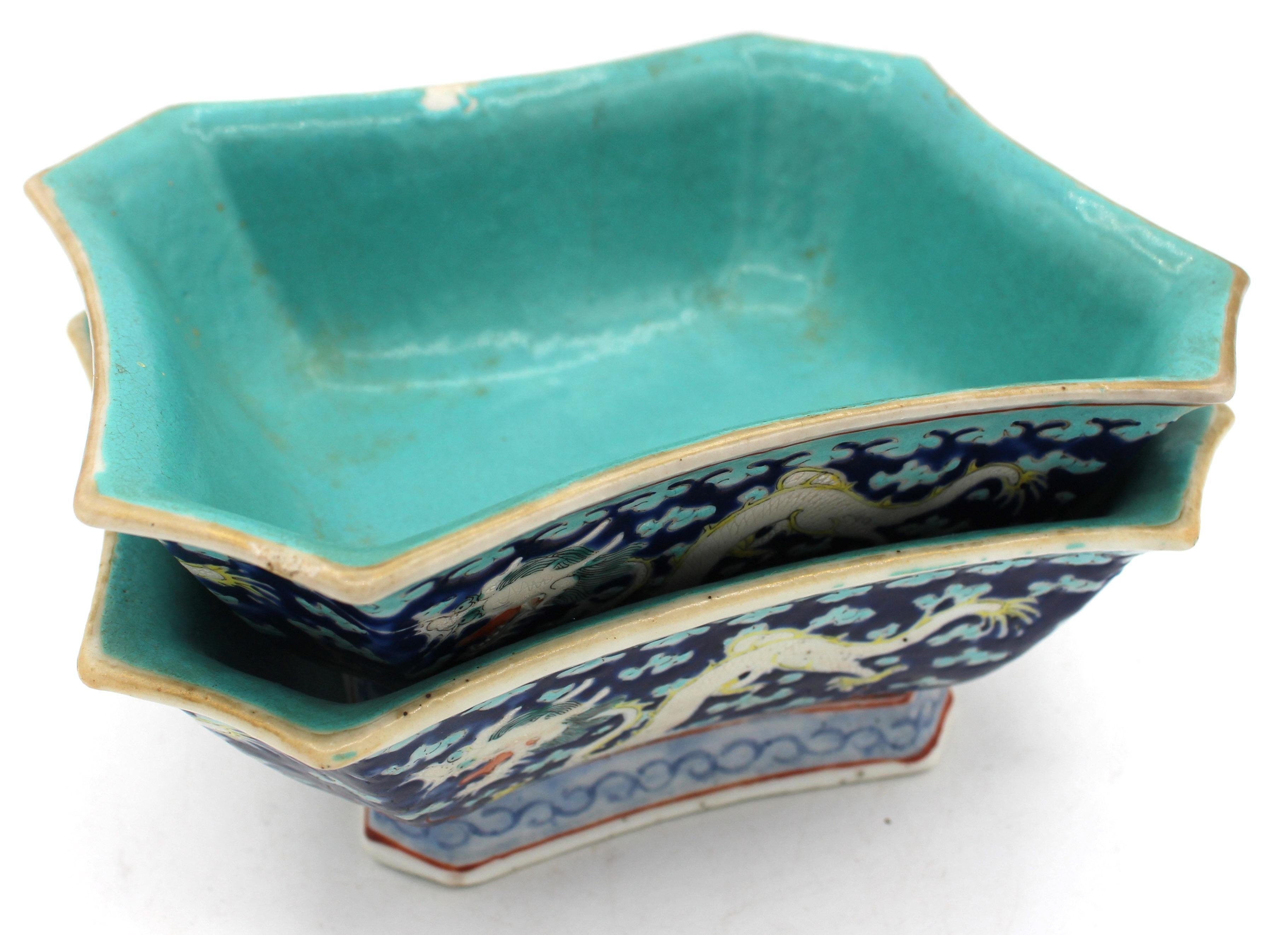 Qing Late 19th-Early 20th Century Pair of Chinese Stacking Bowls For Sale