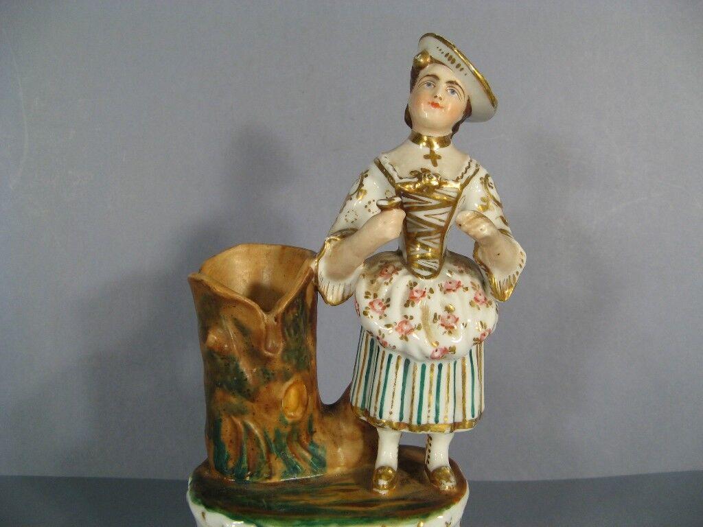 Late 19th/Early 20th Century Parisian Porcelain Match Holder with Female -1Y23 5