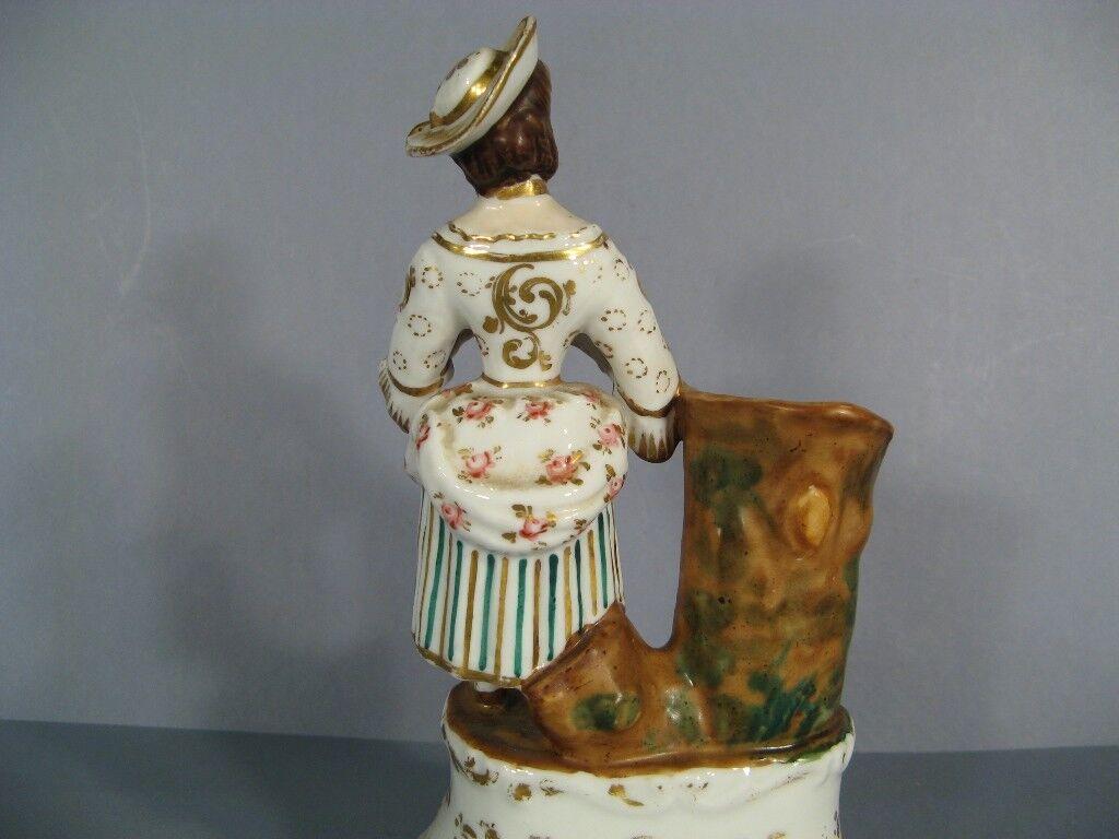 Late 19th/Early 20th Century Parisian Porcelain Match Holder with Female -1Y23 1