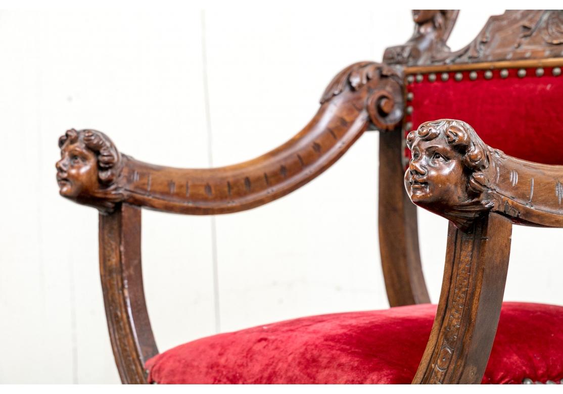 19th Century Late 19th/Early 20th Century Renaissance Style Savonarola Arm Chair  For Sale
