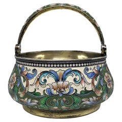 Late 19th/Early 20th Century Russian Silver Git and Enamel Basket