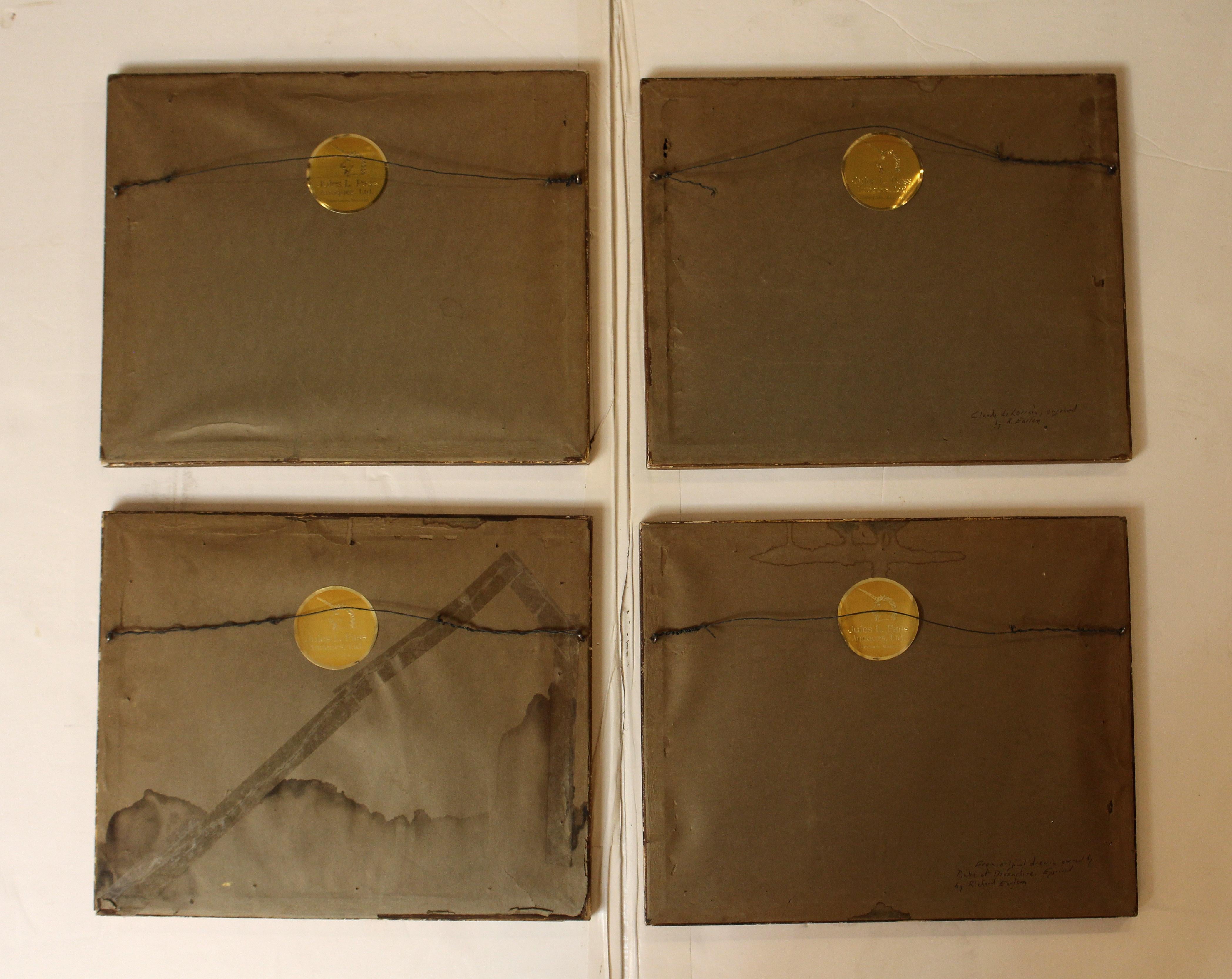 Late 19th-early 20th century set of 4 sepia tone mezzotints, English. After a 1720s collection, created by Richard Earlom. Not examined out of the antique frames. Provenance: Jules L. Pars Antiques, St. Louis, Missouri (a renowned mid-western shop