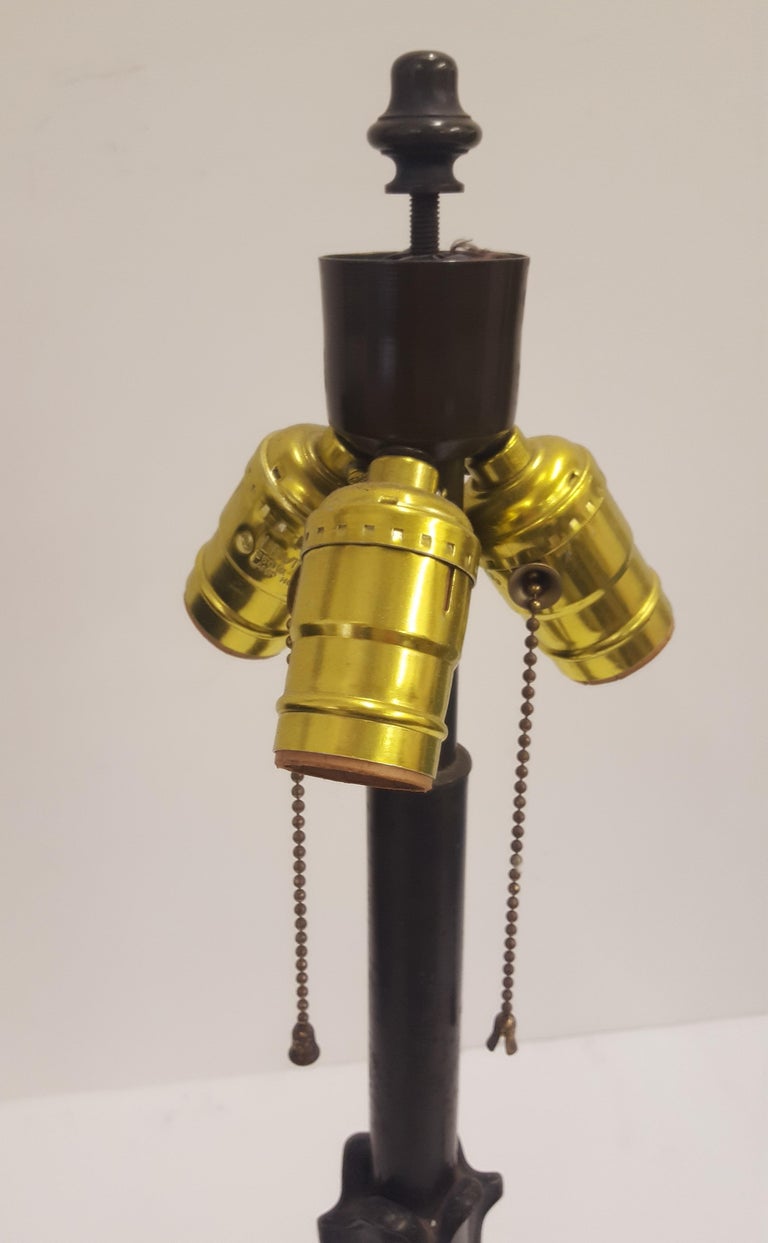 Late 19th, Early 20th Century Table Lamp with Glass and Pierced Metal