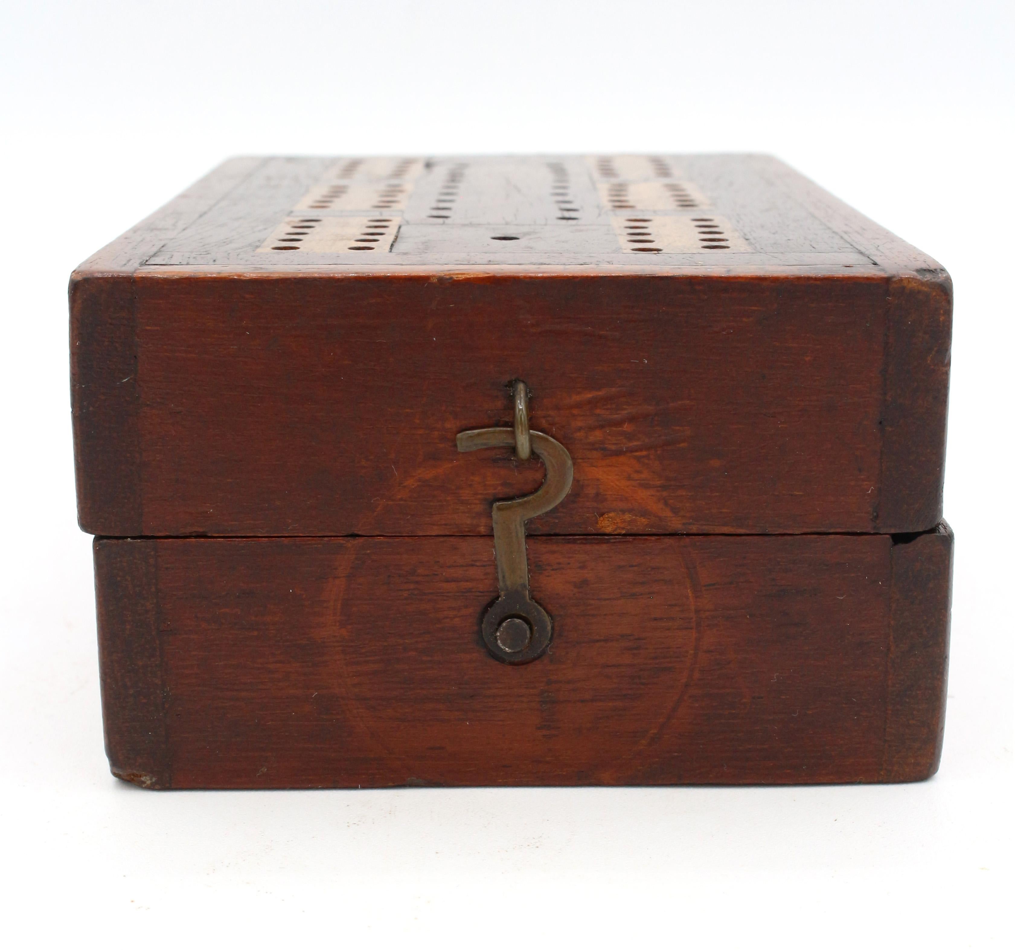 19th Century Late 19th-Early 20th Century Travel Folding Cribbage Board Box