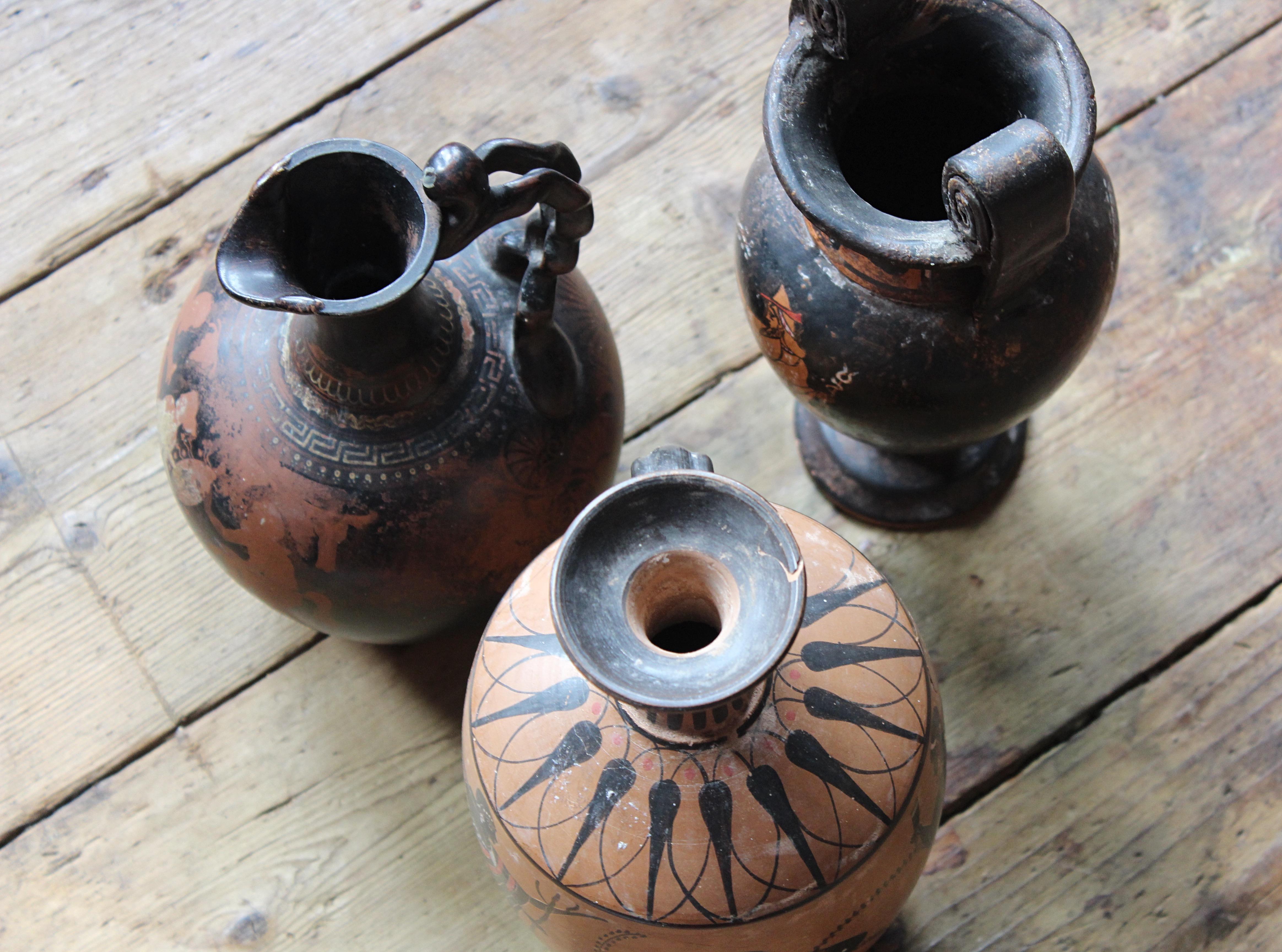 Late 19th/Early 20th Century Trio of Attic Ware Grand Tour Vases Vessels  For Sale 9