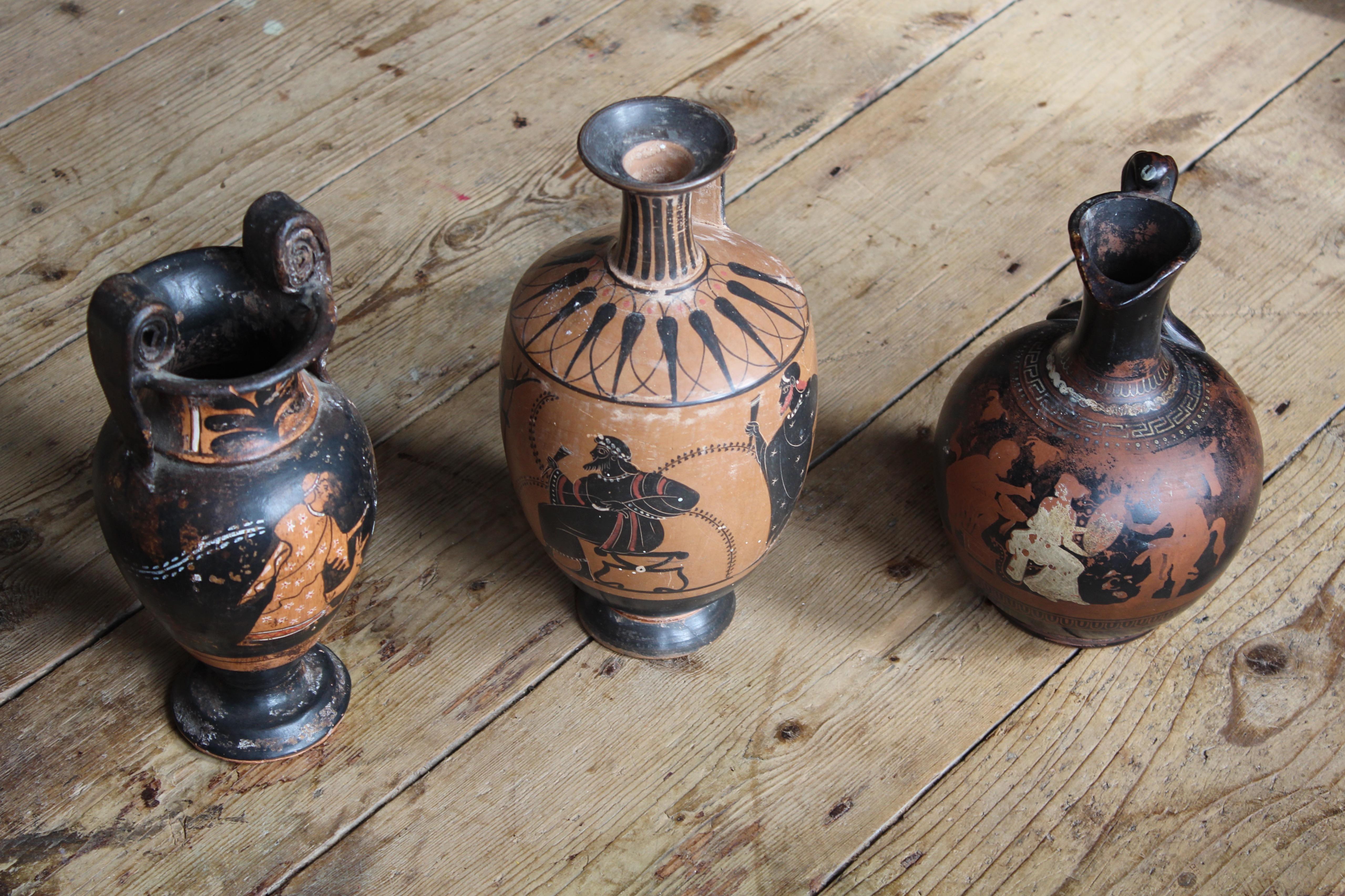Late 19th/Early 20th Century Trio of Attic Ware Grand Tour Vases Vessels  For Sale 10