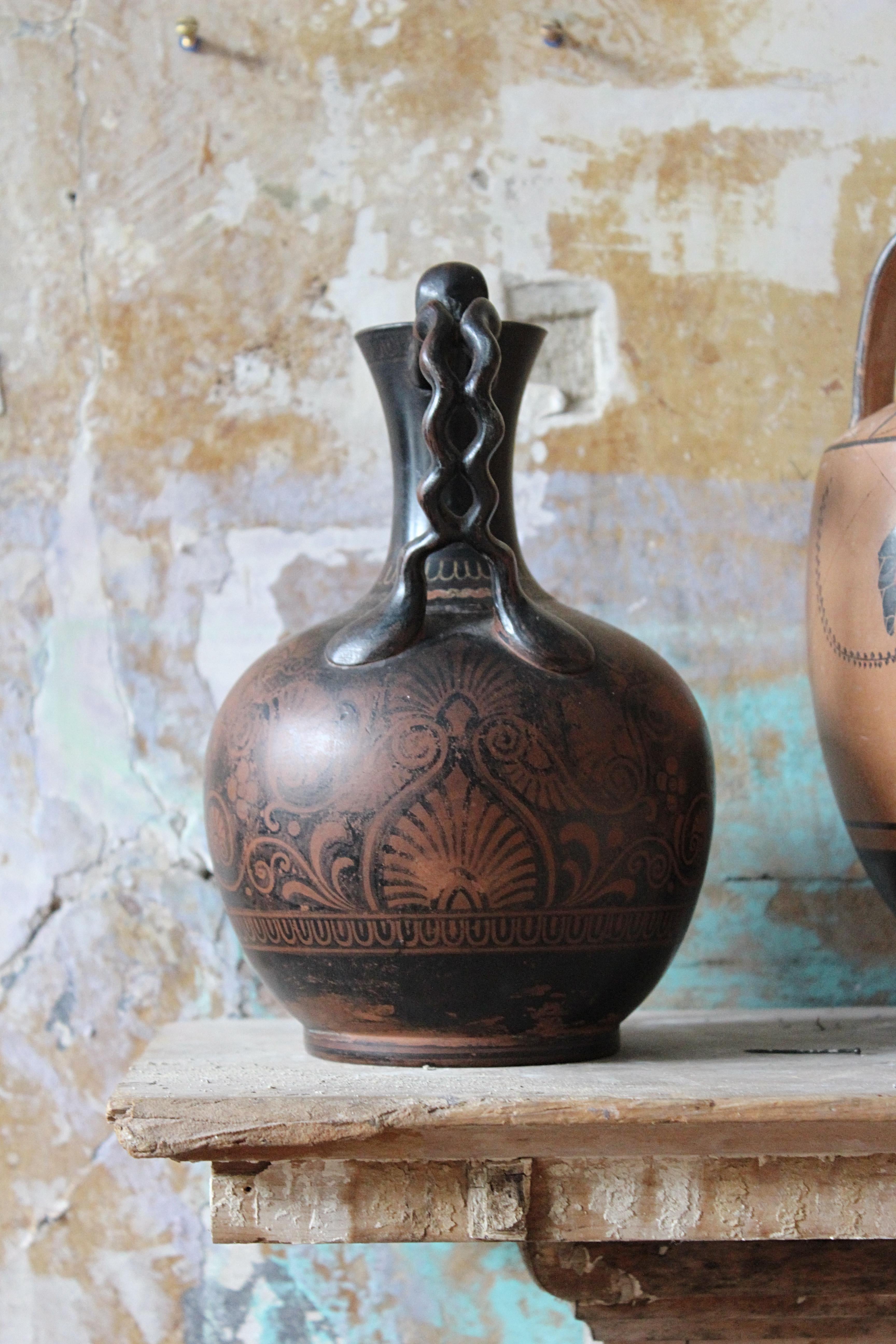 Late 19th/Early 20th Century Trio of Attic Ware Grand Tour Vases Vessels 3