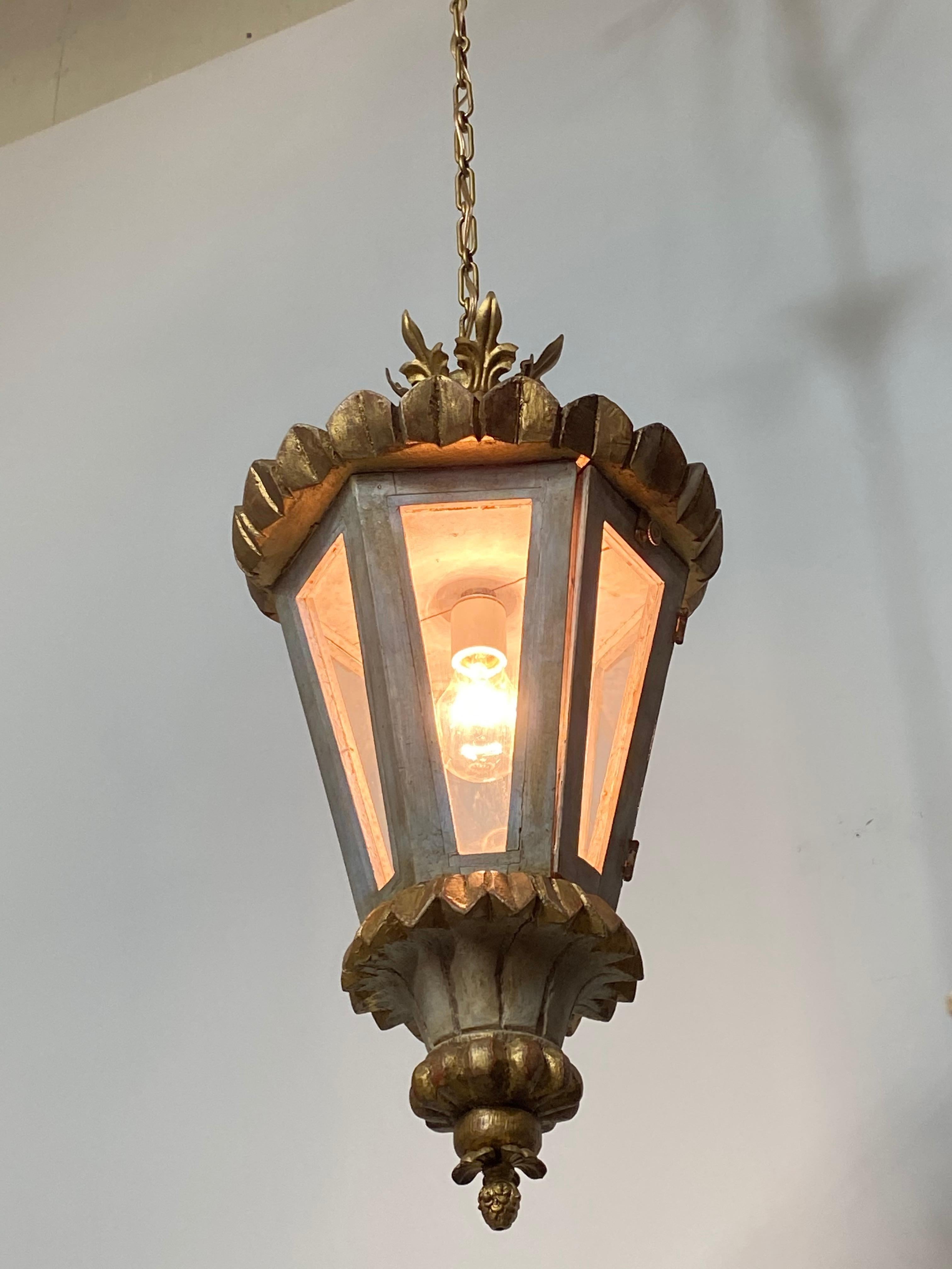 Italian Late 19th-Early 20th Century Venetian Style Wood and Metal Hanging Lantern