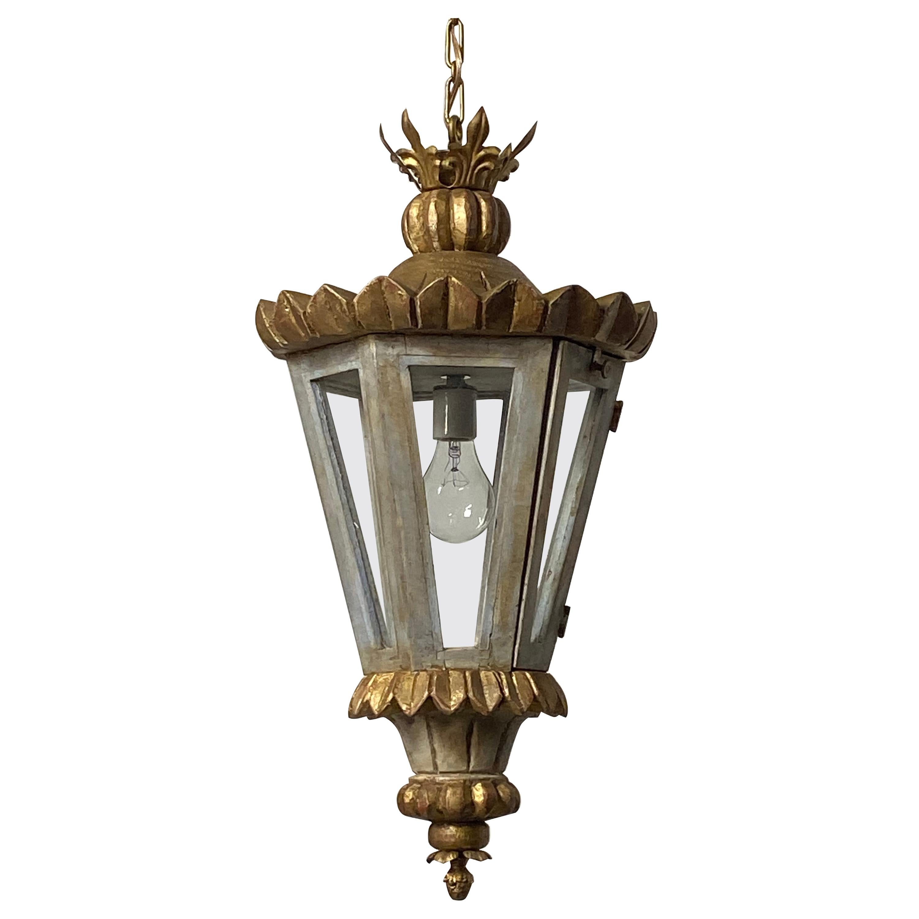 Late 19th-Early 20th Century Venetian Style Wood and Metal Hanging Lantern