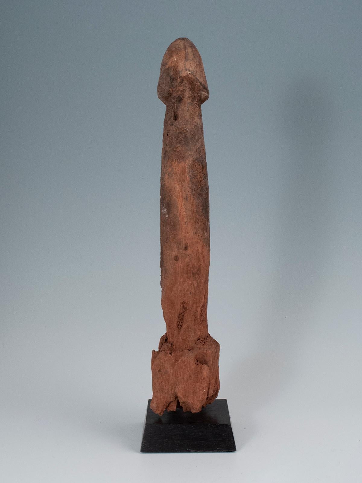 Late 19th-early 20th century wood Legba phallus, Fon people, West Africa

A large carved hardwood phallus from the Fon Tribe on the border of Togo and Ghana. These are called Legba, named after a deity, and were placed in the ground to stimulate